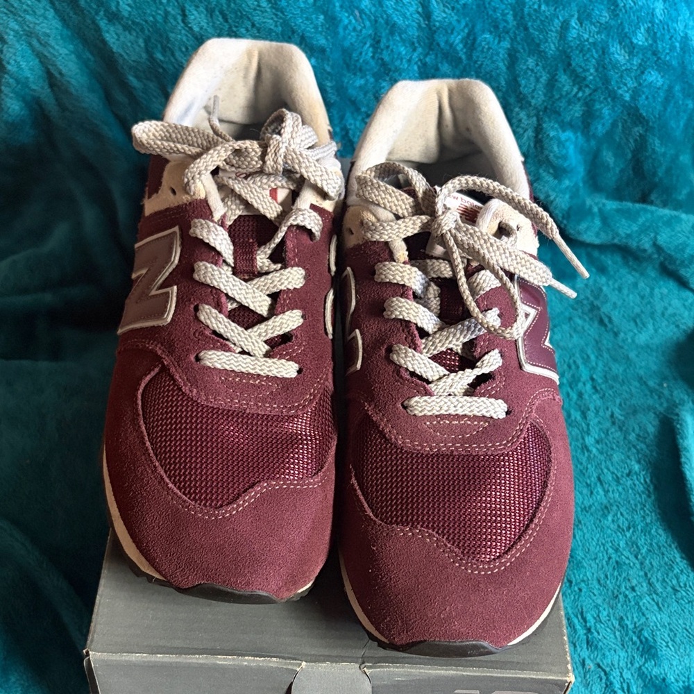 New Balance Burgundy Sneakers with Light Gray Laces